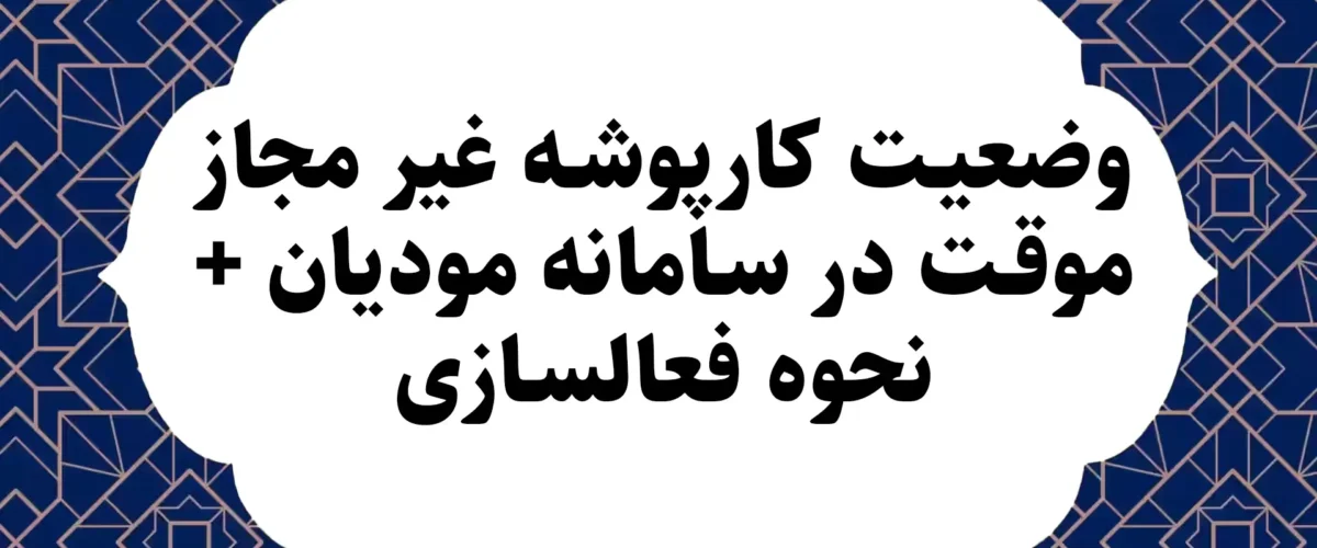 وضعیت کارپوشه غیر مجاز موقت در سامانه مودیان + نحوه فعالسازی